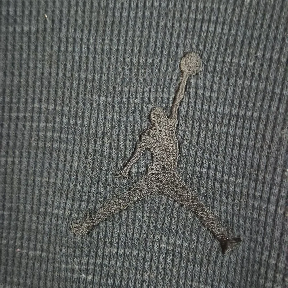 Jordan Embroidered Jumpman Waffle Black Knit T-Shirt Mens XL Long Sleeve Comfort